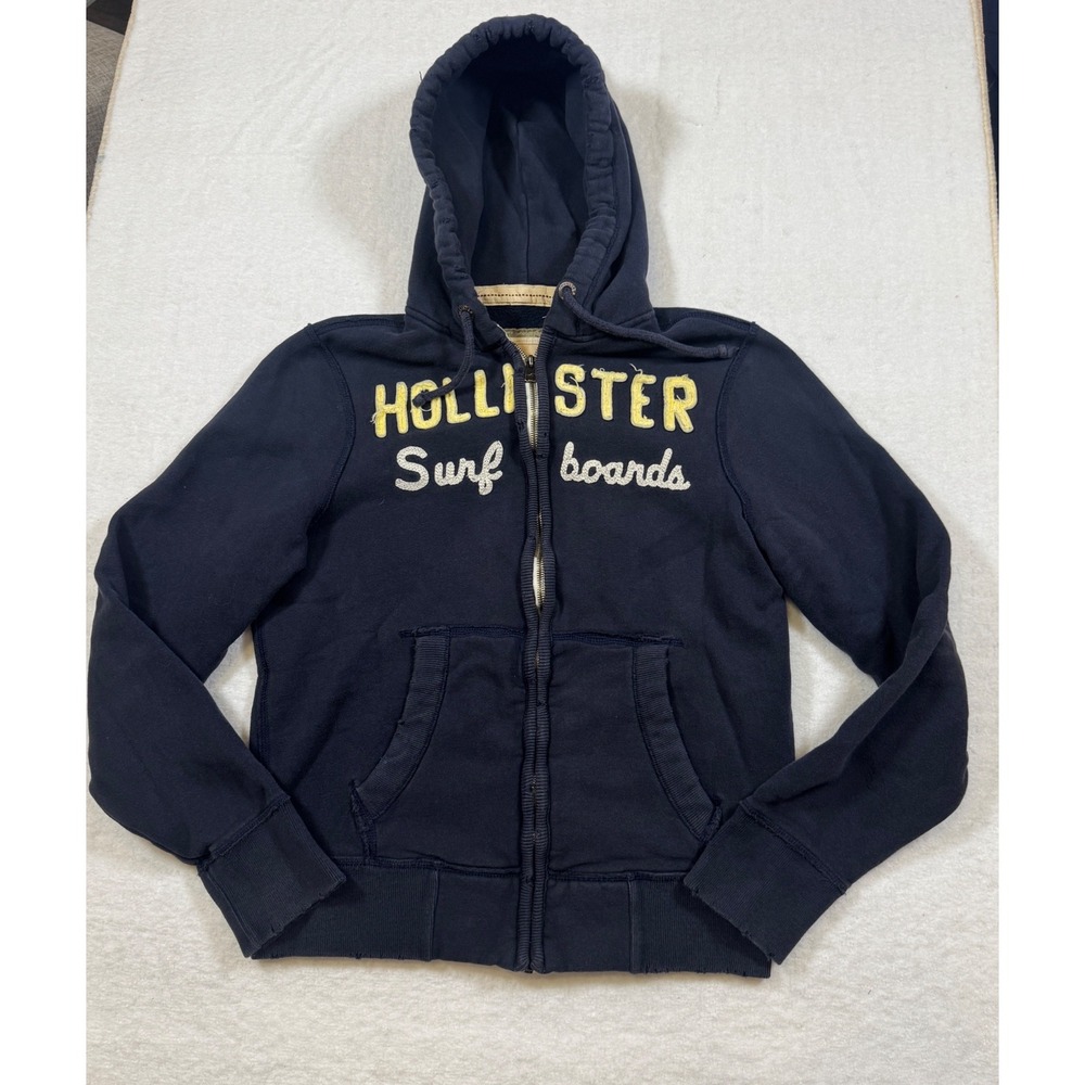 Y2K‎ VTG Hollister California Surfboards Navy Blue Full Zip Hoodie Sweatshirt M